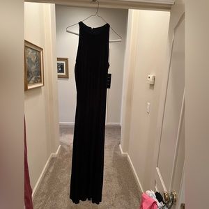 JSC travelers full length racer back black dress.